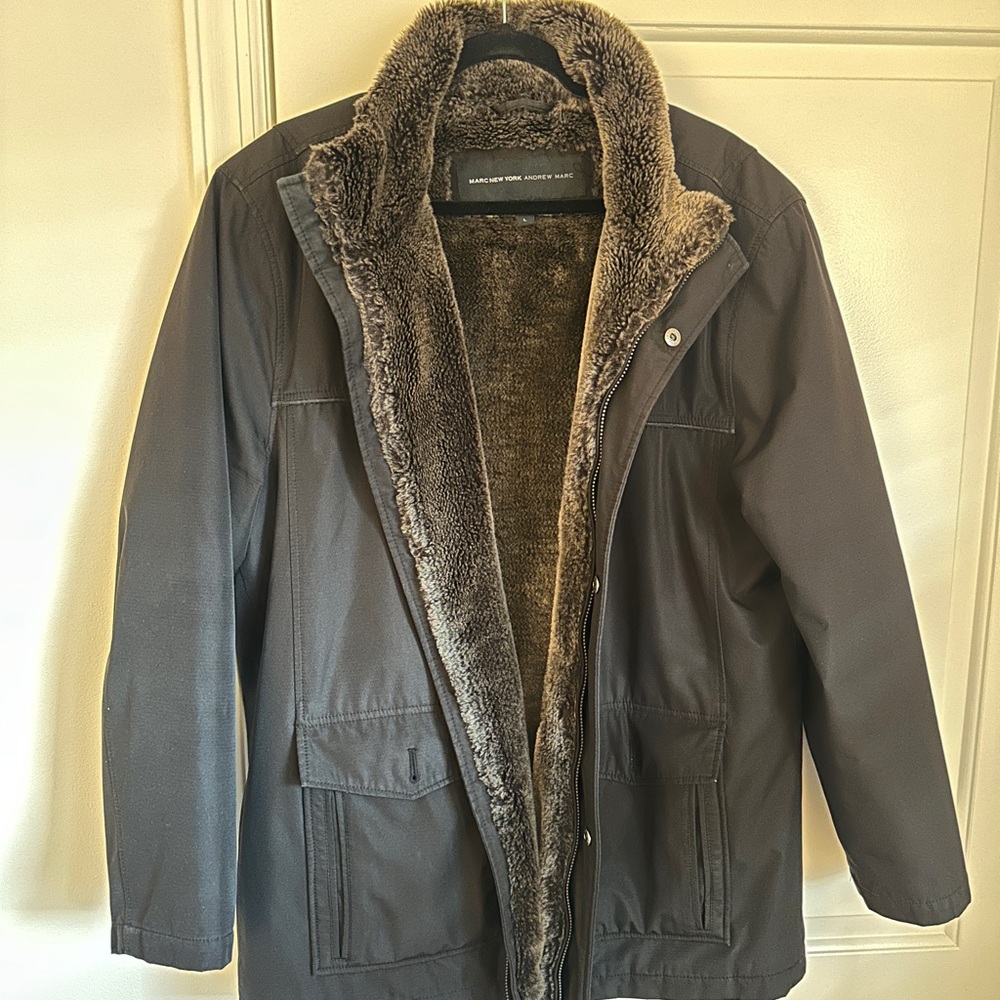 Marc New York Gray Jacket with Faux Fur Lining
